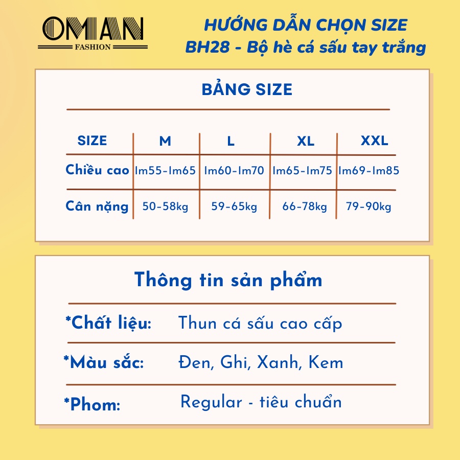 Bộ quần áo mặc nhà thể thao nam mùa hè chất thun cá sấu cao cấp - OMAN BH28