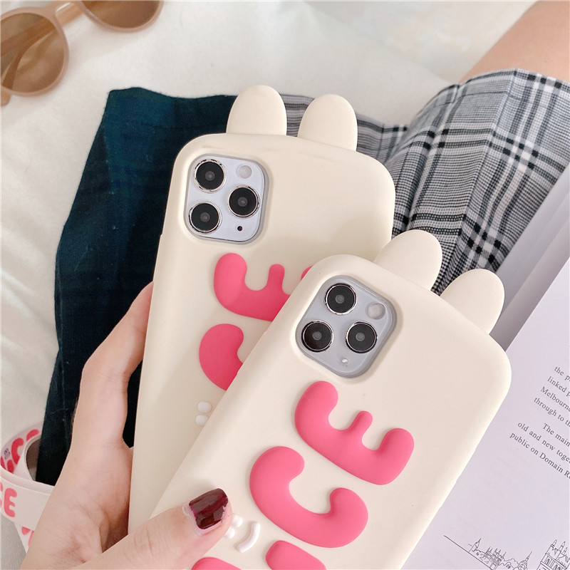 Ốp Lưng Silicone Mềm Hình Tai Thỏ 3d Cho Iphone X / Xr / Xs Max / Se 2020 / 6s / 7 / 8 Plus