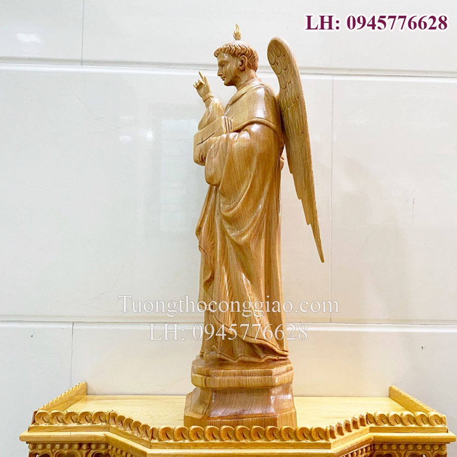 Tượng Thánh Vinh Sơn 50cm gỗ pơmu