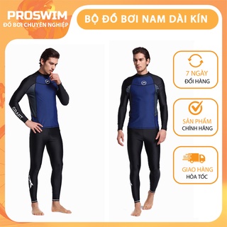 Set Quần Áo Bơi Nam Dài Tay Chống Nắng Chống UV Sbart 713 Xanh Đen