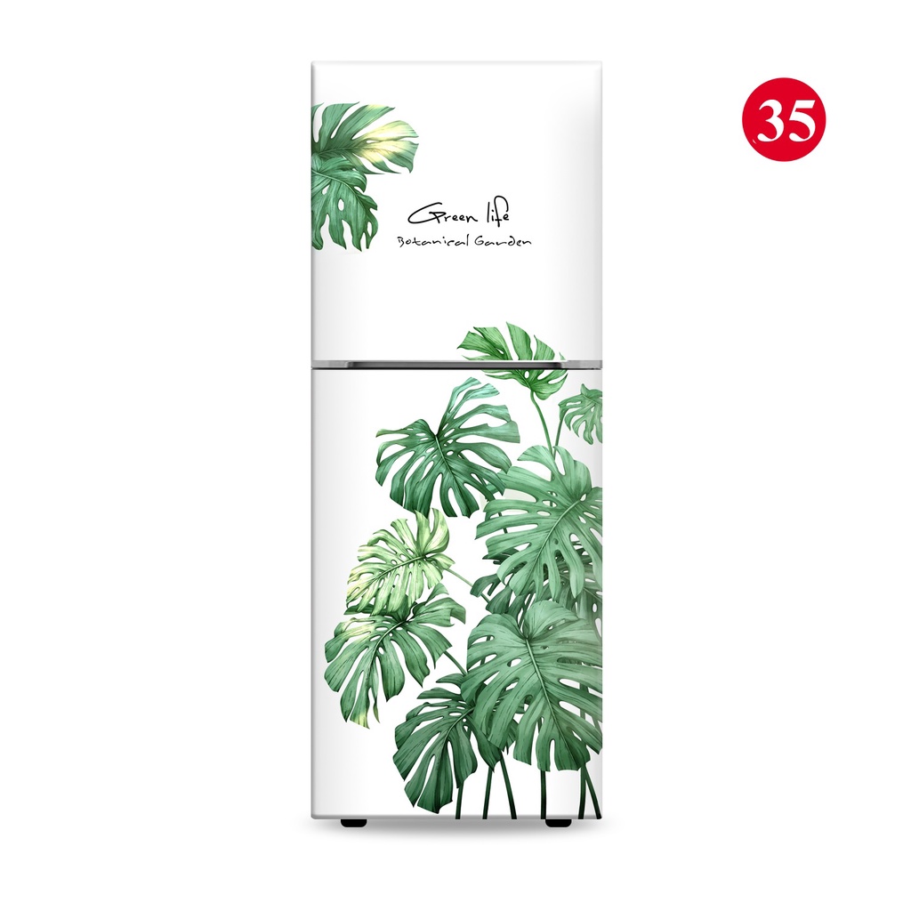 Miếng dán decal tủ lạnh lá cây nhiệt đới