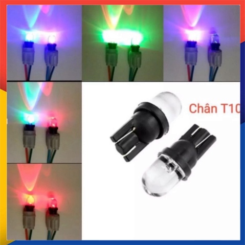 01 bóng LED T10 sáng tốt ĐÚC KÍNH như zin lắp mặt đồng hồ, demi, xi nhan xe máy, ô tô DC 12v