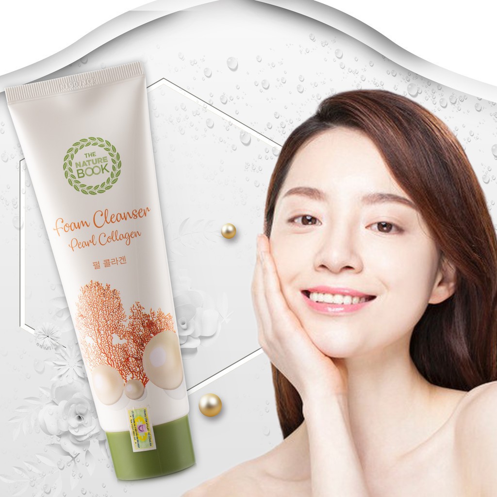 Sữa rửa mặt dưỡng trắng da ngọc trai The Nature Book Foam Cleanser Pearl Collagen 120g