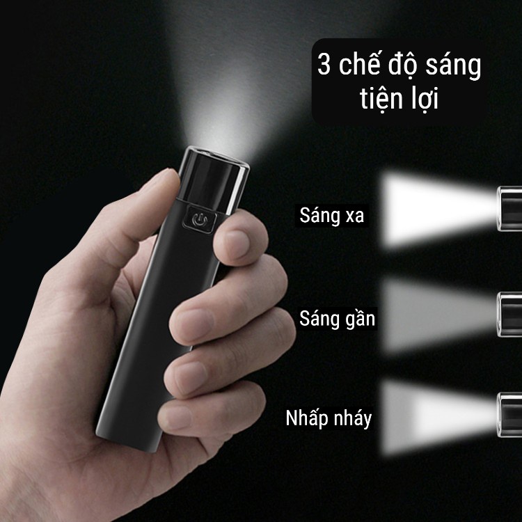 Đèn pin siêu sáng mini có thể sạc lại, tích hợp sạc dự phòng tiện dụng, nhỏ gọn mang đi dễ dàng [P4]