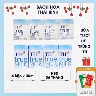 Lốc 4 Hộp 110ml Sữa Tươi TH True Milk Có đường / Ít Đường