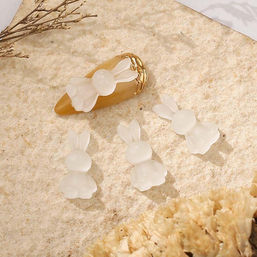 Phụ Kiện Trang Trí Móng Tay Hình Thỏ 3D Dạ Quang Xinh Xắn Charms