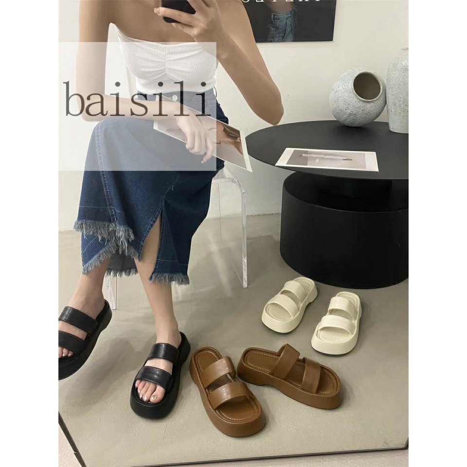 DÉP NỮ CAO CẤP BAISILI - DÉP XUỒNG NỮ HAI QUAI NGANG BÓNG PHONG CÁCH CÁ TÍNH ĐẾ BẰNG BD220787