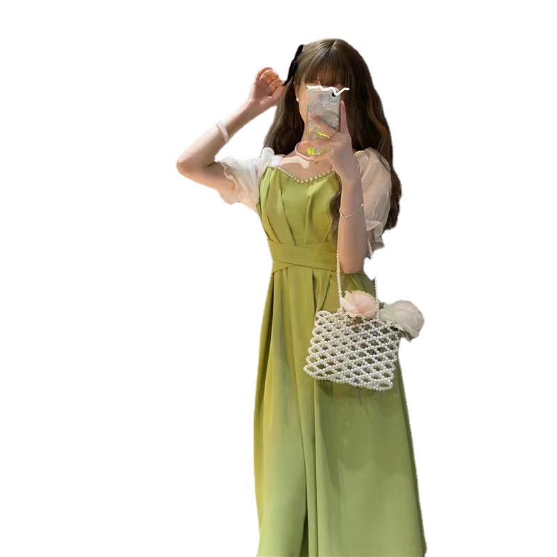 Đầm Công Chúa Cổ Vuông Tay Phồng Đính Hạt Thời Trang Sang Trọng Cho Nữ
