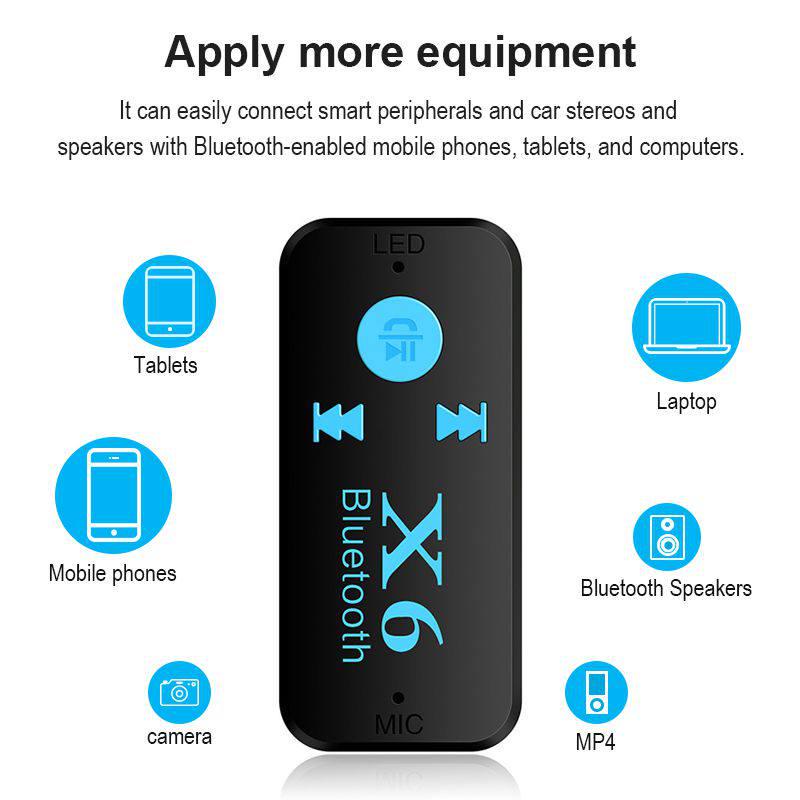 Thiết Bị Nhận Tín Hiệu Âm Thanh Bluetooth 5.0 Không Dây X6 3 Trong 1 Giắc Cắm 3.5mm Hỗ Trợ Thẻ TF Cho Xe Hơi