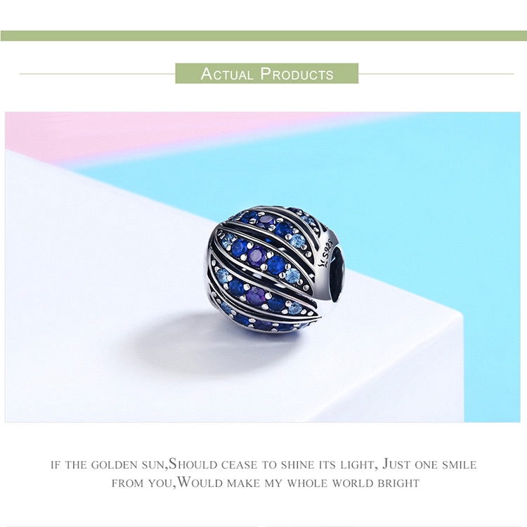 BAMOER Hạt Charm Hình Lông Công Bằng Bạc 925 Dùng Làm Trang Sức DIY SCC472