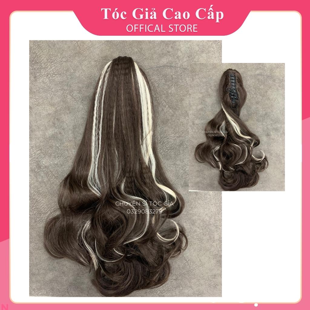 Tóc ngoặm phối line bạch kim xoăn dài, bấm phồng chân tóc, hàng đẹp, N50