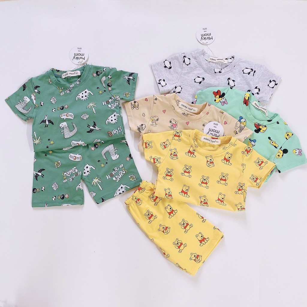 Sale !!! Bộ Cộc Cotton 100% Hàng Minky Mom Họa Tiết Động Vật Ghi-Cánh Cụt Cho Bé (Sz 8-18kg)