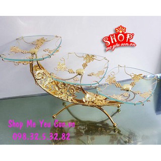 ĐĨA THUỶ TINH 3 TẦNG ĐỰNG HOA QUẢ