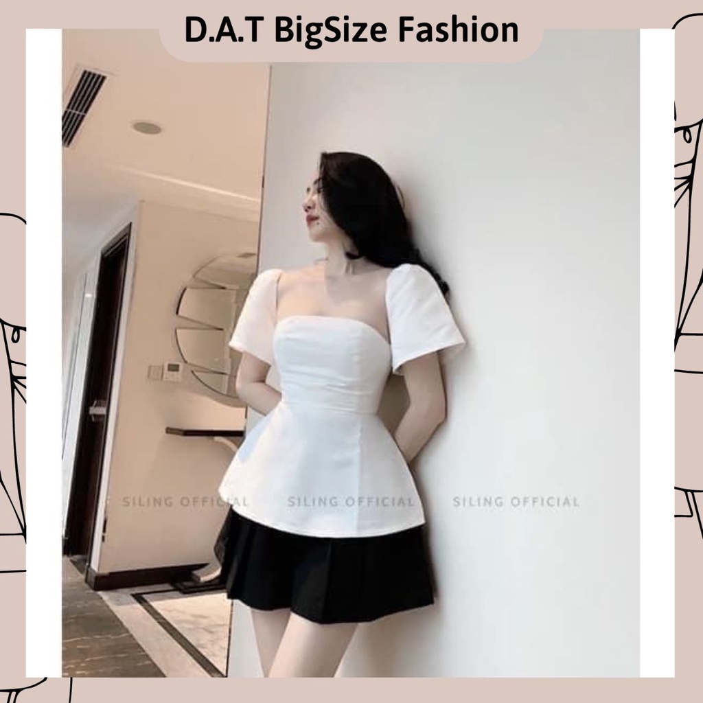 Áo PepLum Cổ Vuông Tay Phồng Thiết Kế Cho Nữ BigSize 50-90kg - SHIP HOẢ TỐC TPHCM