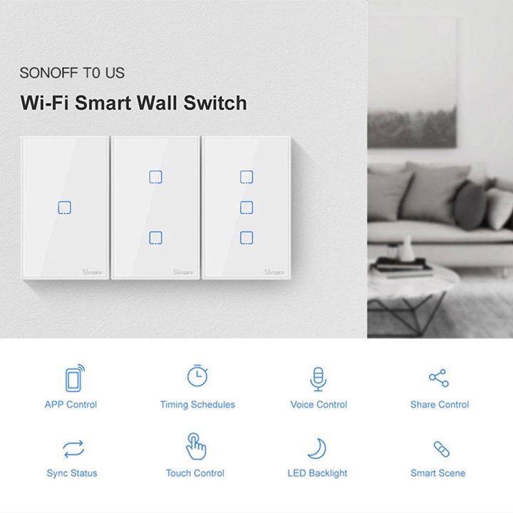 Công tắc wifi cảm ứng âm tường thông minh Sonoff TX T0US 1 2 3 Kênh