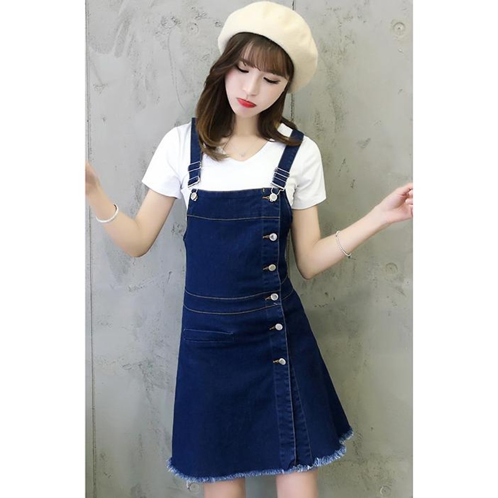 Đầm Yếm Jean Nữ Nút Dọc Thời Trang | BigBuy360 - bigbuy360.vn