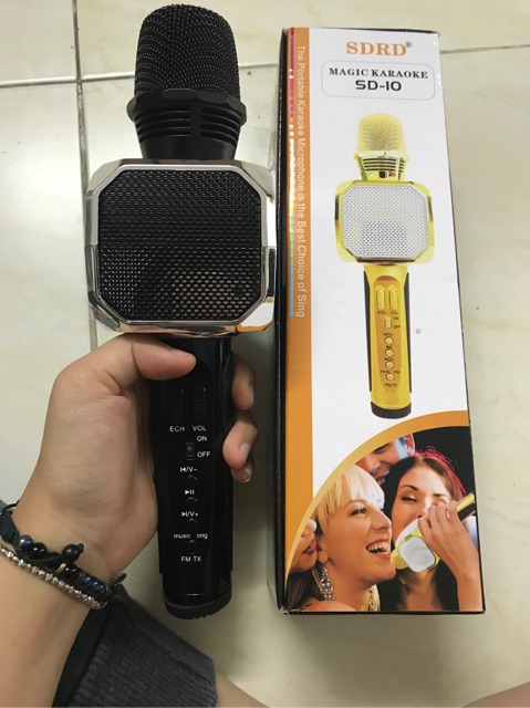 Micro Karaoke Blueooth SD10 chính hãng - Micro không dây hát karaoke trên điện thoại âm hay