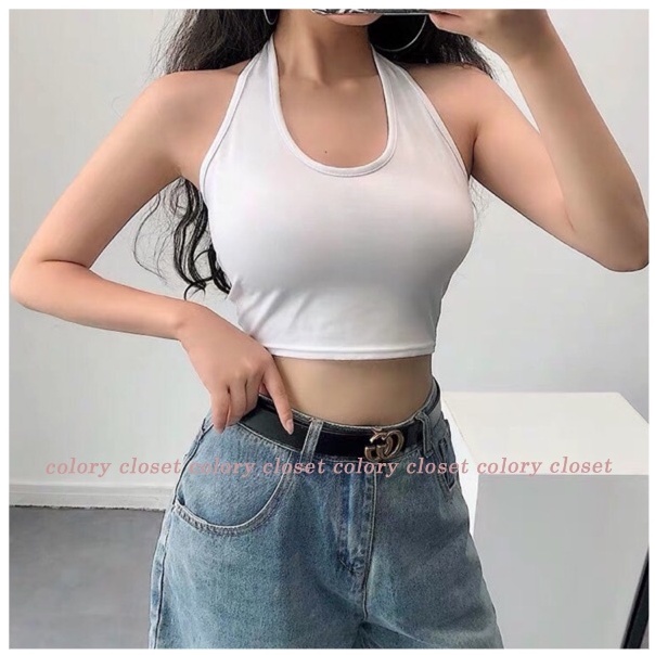 Áo yếm trơn, Áo croptop chòng cổ basic hở lưng siêu hot - Colory Shop