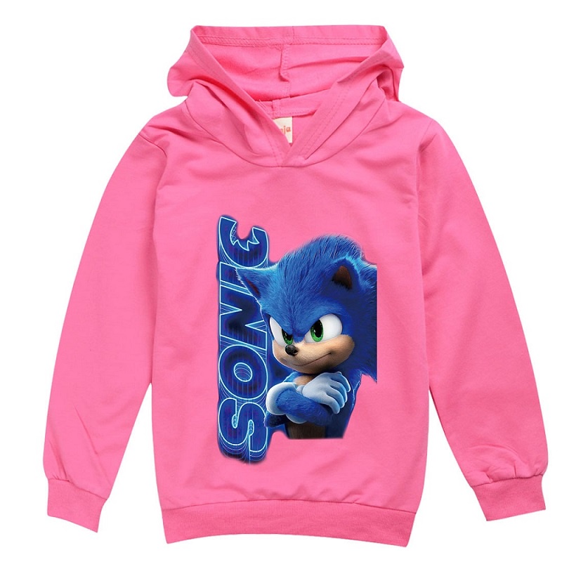 Áo Hoodies có nón dài tay in hình Sonic the Hedgehog Age 2-15 tuổi