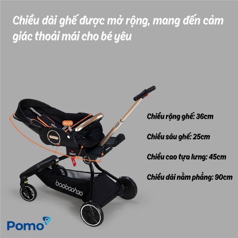 {Mẫu Mới} Xe đẩy Baobaohao V9 gấp gọn, 2 chiều, ghế xoay 360 độ