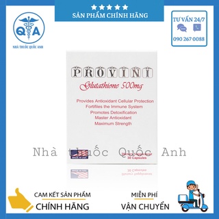 Viên uống trắng da PROVINI Glutathione USA 500mg giảm mờ nám sạm da, chậm lão hoá da Hộp 30 viên
