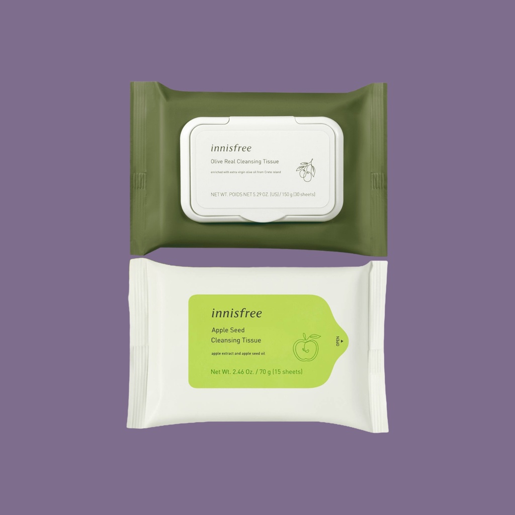 Khăn giấy tẩy trang Innisfree Olive Real Cleansing Tissue / Apple Seed Cleansing Tissue