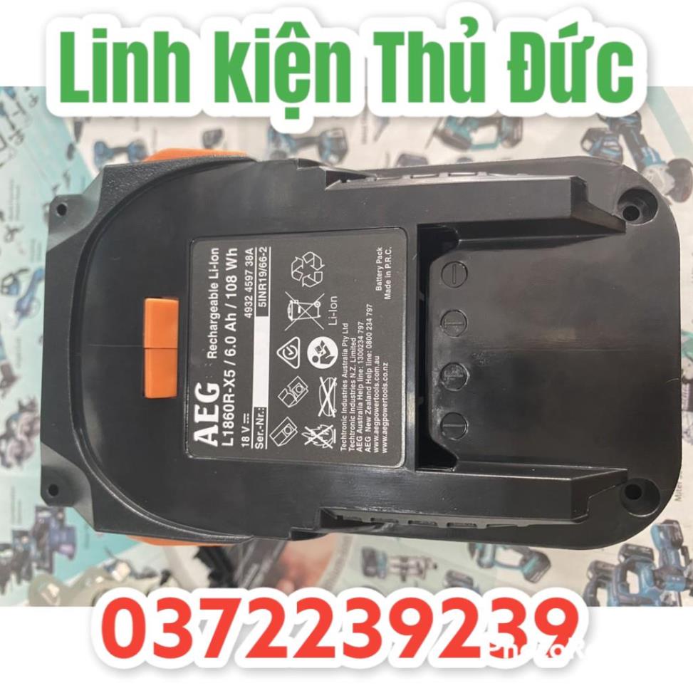 Lktd BN. Vỏ mạch pin AEG - RidGid 18V 6.0Ah Li-ion, Led báo pin và nhận sạc zin.