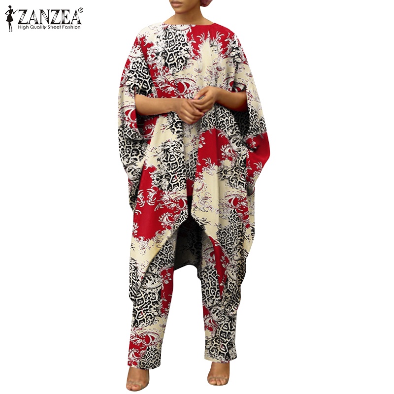 Set áo cánh dơi + quần lưng thun Zanzea phong cách vintage thời trang cho nữ