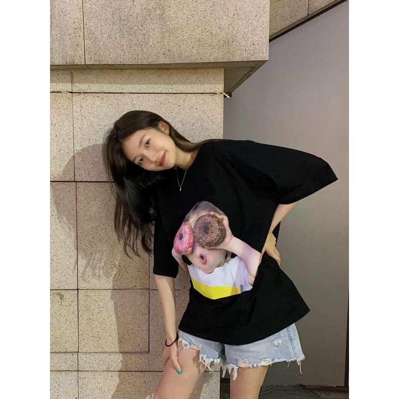 [Ảnh+Video thật] Áo thun tay lỡ ADLV phông Unisex nam nữ Cotton oversize form rộng BABY FACE DONUT | BigBuy360 - bigbuy360.vn