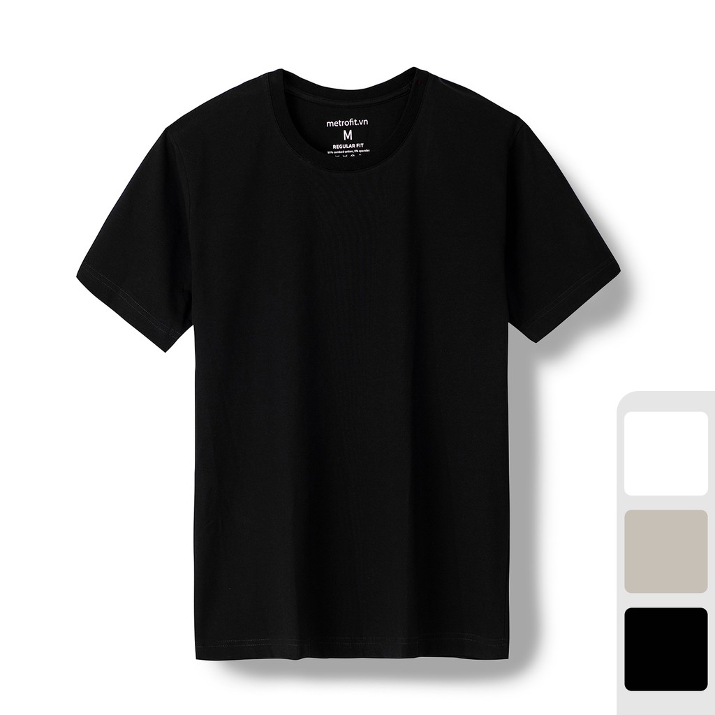 Áo Thun Unisex Nam Nữ Màu Trơn Đen Trắng, Dày Dặn Co Giãn Cao Cấp, Phông Form Vừa Mặc Nhà, Thể Thao, Đi Làm METROFIT