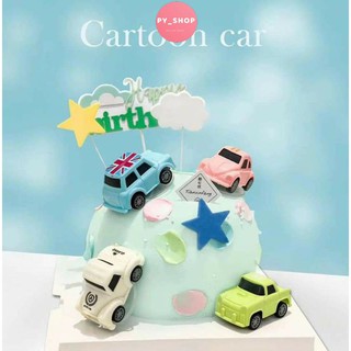 Bộ 4 ô tô trang trí bánh kem,đồ chơi cho be