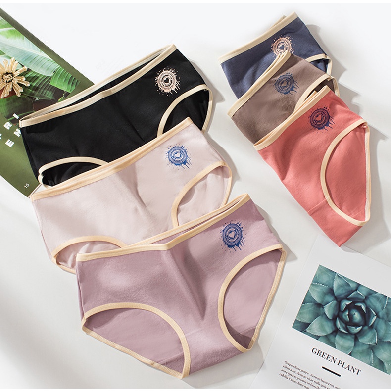 Quần lót nữ Cotton bigsize cỡ lớn XL, XXL kháng khuẩn viền vàng logo | BigBuy360 - bigbuy360.vn