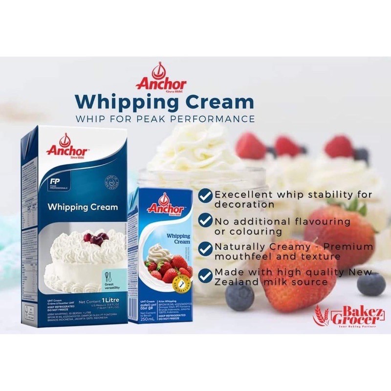 Kem tươi Whipping Cream Anchor 250ml-1Lit