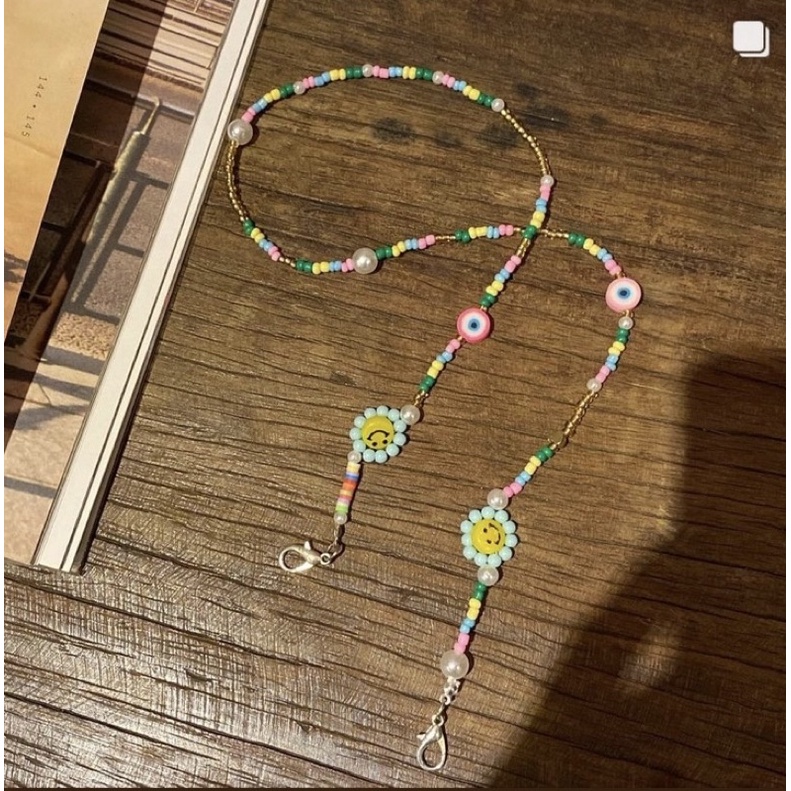 [185-194] Dây đeo khẩu trang charm hoa trong suốt