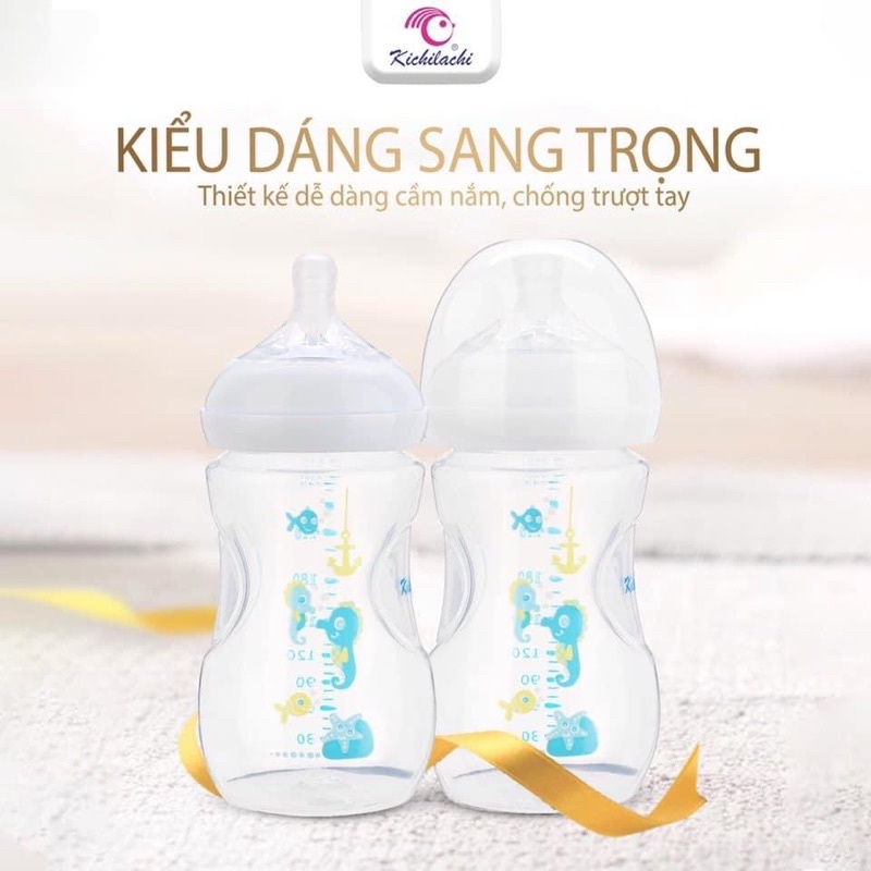Bình Sữa Kichilachi Natural 125/260ml Nhựa PP Cao Cấp An Toàn Cho Bé