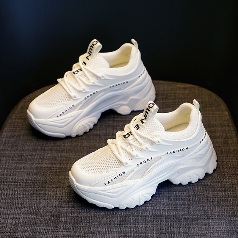 Giày thể thao nữ, giày nữ lưới thoáng khí hợp thời trang mới Giày đế cao
