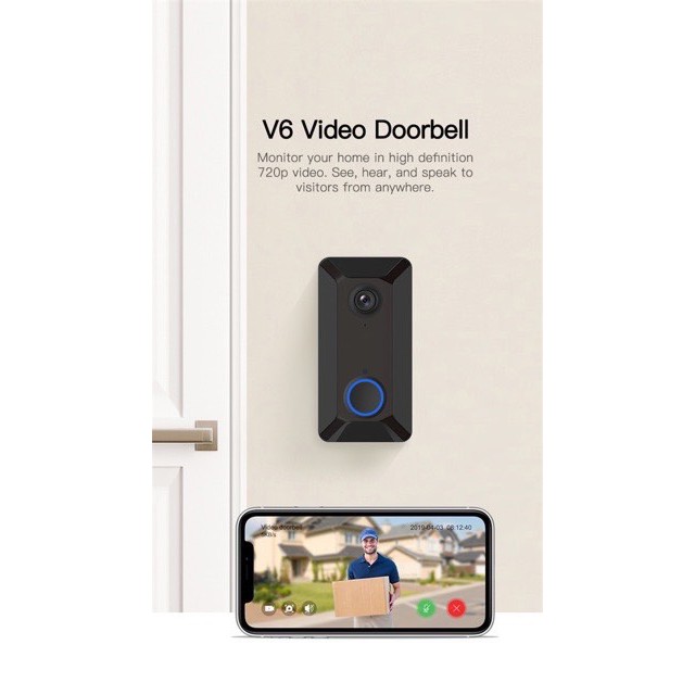 V6 Wifi Chuông cửa không dây thông minh 720p Video Camera lưu trữ đám mây chuông cửa Cam Chống Nư