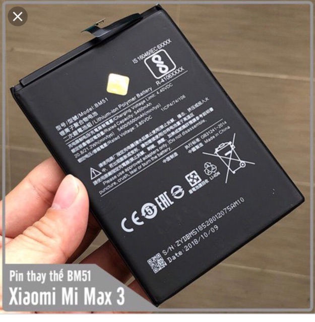 Pin thay thế cho Xiaomi Mi Max 3 (BM51) ZIN Mới. Bảo hành 3 tháng
