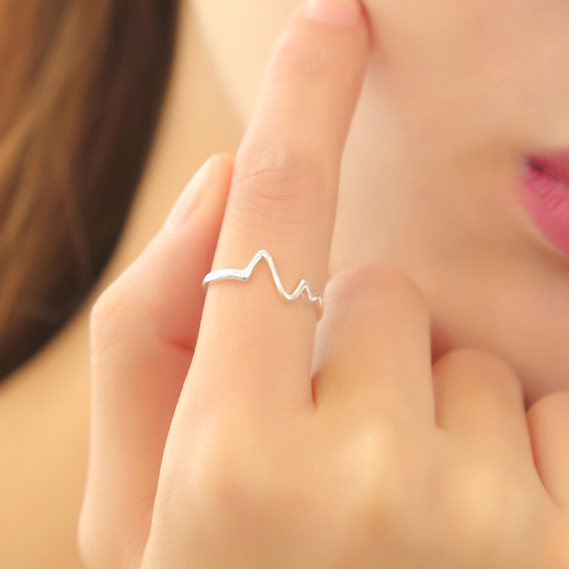 Nhẫn nữ thời trang hình nhịp tim may mắn bạc S925-N13