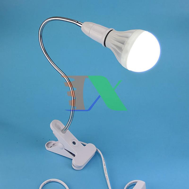 Chân đèn để bàn kẹp TCD-E27, Chân đèn led đui xoáy, Kèm Phích cắm Dây Công tắc