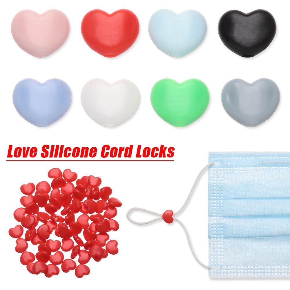 LEILY Set 50 / 100 Khóa Dây Bằng Silicon Mềm Hình Trái Tim