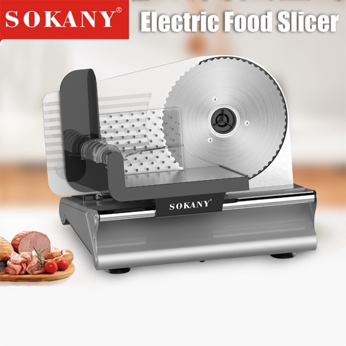 Máy cắt thịt, thái thịt đông lạnh SOKANY bán tự động chỉnh độ dày mỏng 0.5-15mm