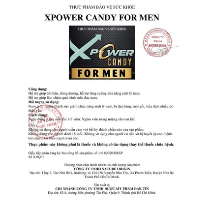 KẸO SINH LÝ X-POWER - Tăng Cường Bản Lĩnh Thỏa Mãn Lâm Trận Hừng Hực Lửa Yêu-CHÍNH HÃNG H24 VIÊN (CHE TÊN)