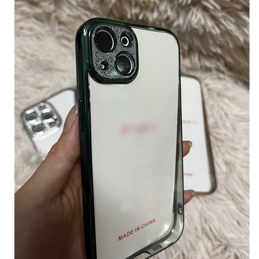 VIỀN VUÔNGỐp Điện Thoại KF TPU Mềm Họa Tiết Kim Cương Lấp Lánh BẢO VỆ CAMERA Cho iPhone 7 8 X XS 11 12 13 PLUS PRO MAX