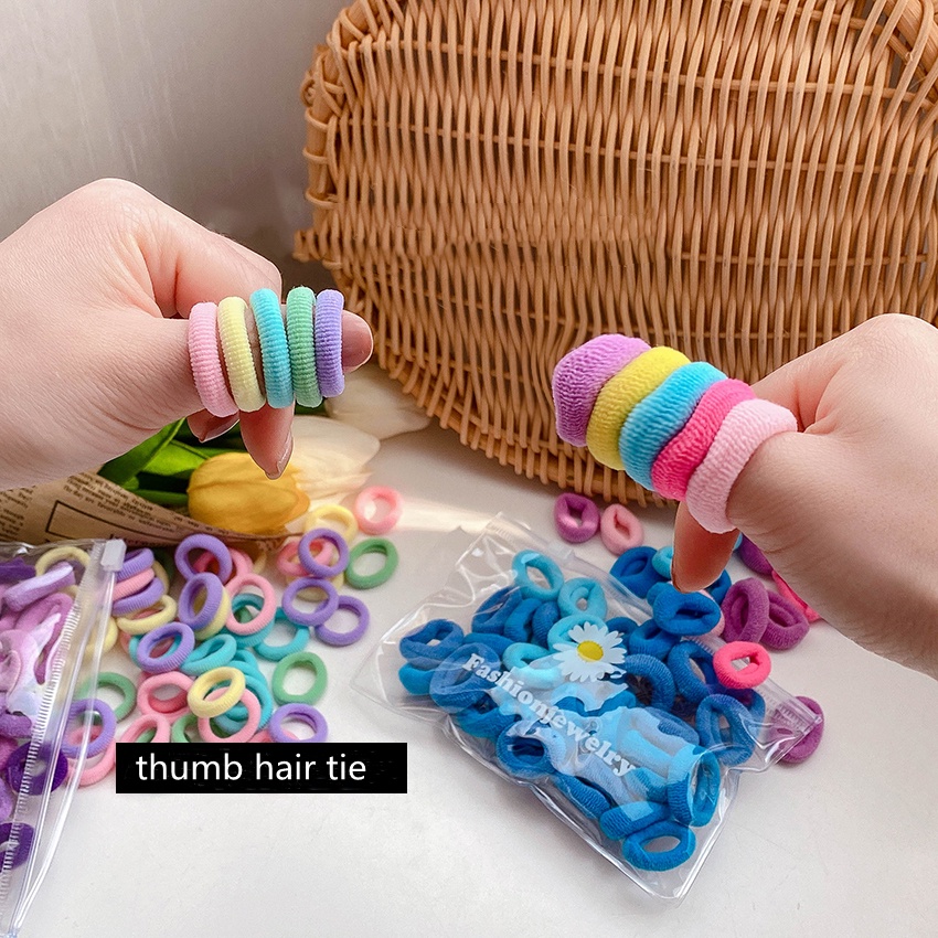 Set 50 Dây Cột Tóc Nhiều Màu Sắc Dễ Thương Cho Bé Gái