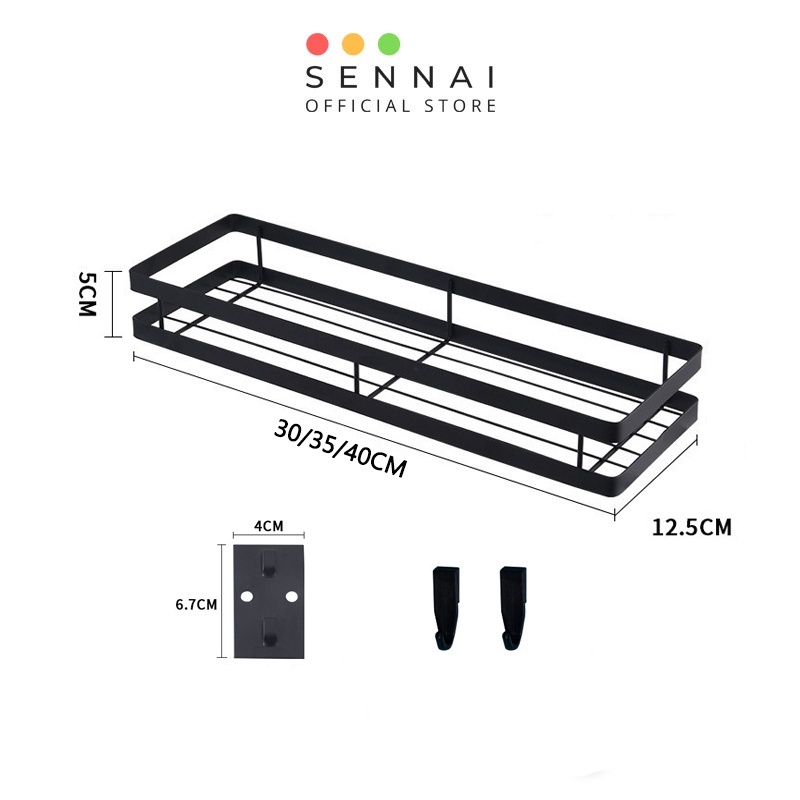 Kệ Gia Vị Dán Tường Nhà Bếp Đa Năng SENNAI Bằng Thép Cacbon Có Kèm Keo Dán, Đinh Ốc Chuyên Dụng