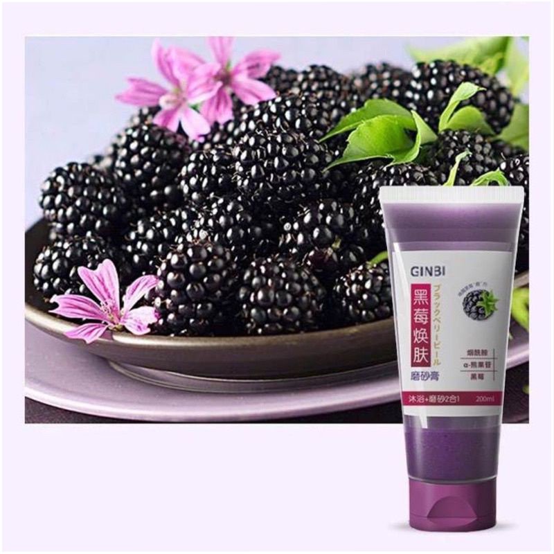 Gel Tẩy Tế Bào Chết Mâm Xôi Đen GinBi -  Kem Tẩy Tế Bào Chết Toàn Thân Dưỡng Trắng Da An Toàn, Hiệu Quả