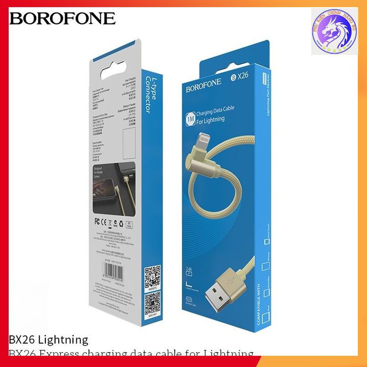 Cáp Sạc Chữ L Cổng Micro-USB / Lightning / Type-C Borofone BX26 Max 2.4A Dành Cho Game Thủ - Bảo Hành 12 Tháng