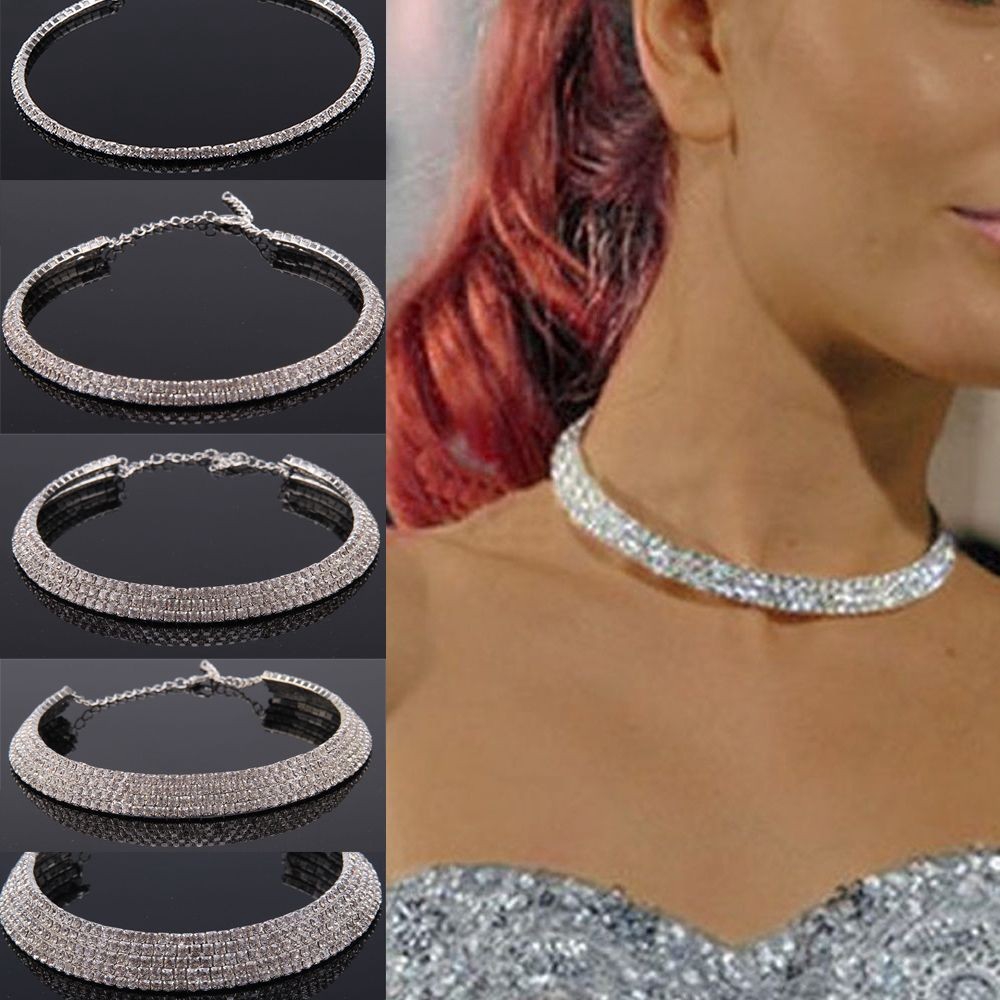 Vòng cổ hợp kim dạng khoen tròn khảm đá lấp lánh sành điệu cho nữ | BigBuy360 - bigbuy360.vn