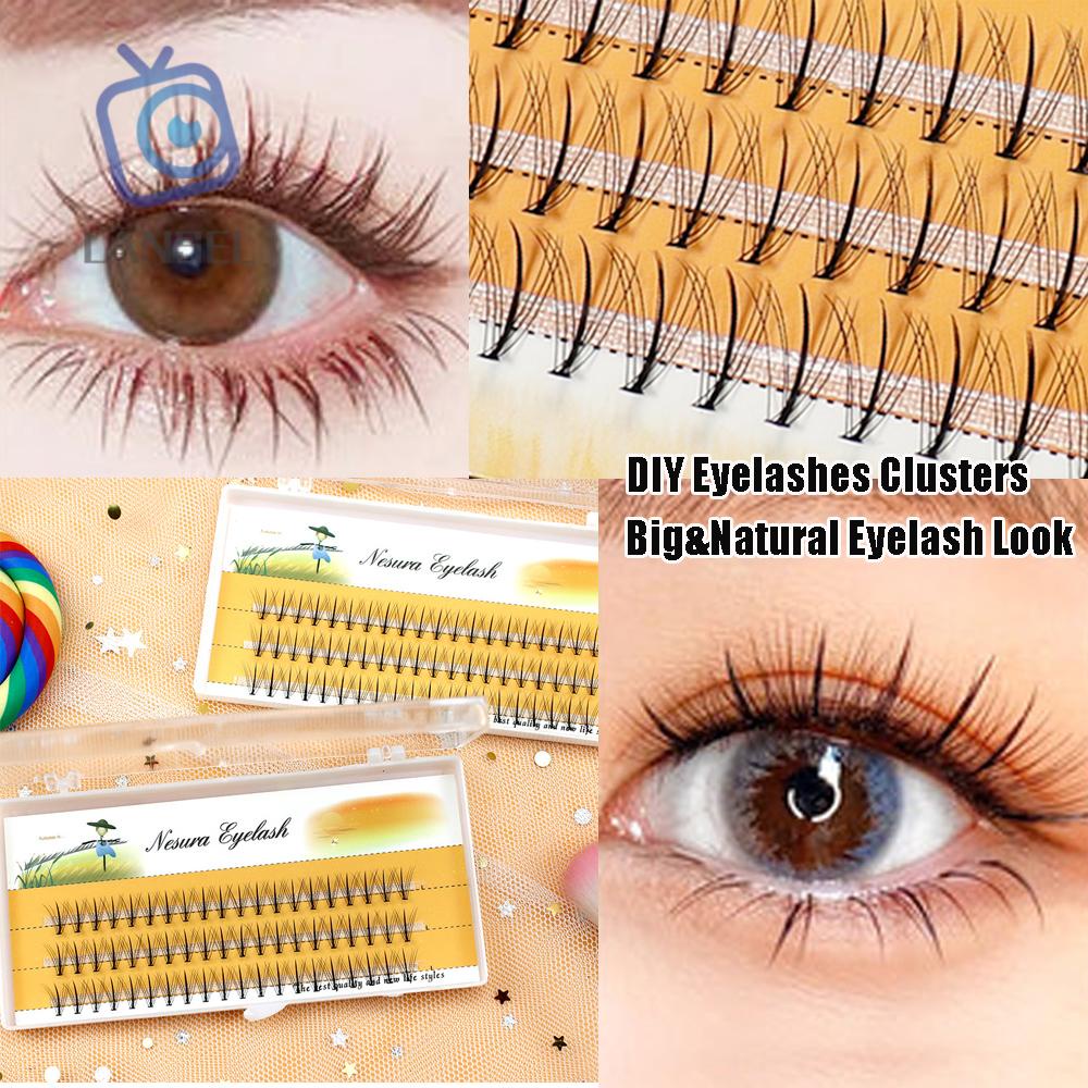 [Hàng mới về] Hộp 60 Cụm Lông Mi Giả Nối Dài Trang Điểm Tự Nhiên Lâu Trôi Thời Trang Cho Nữ DIY